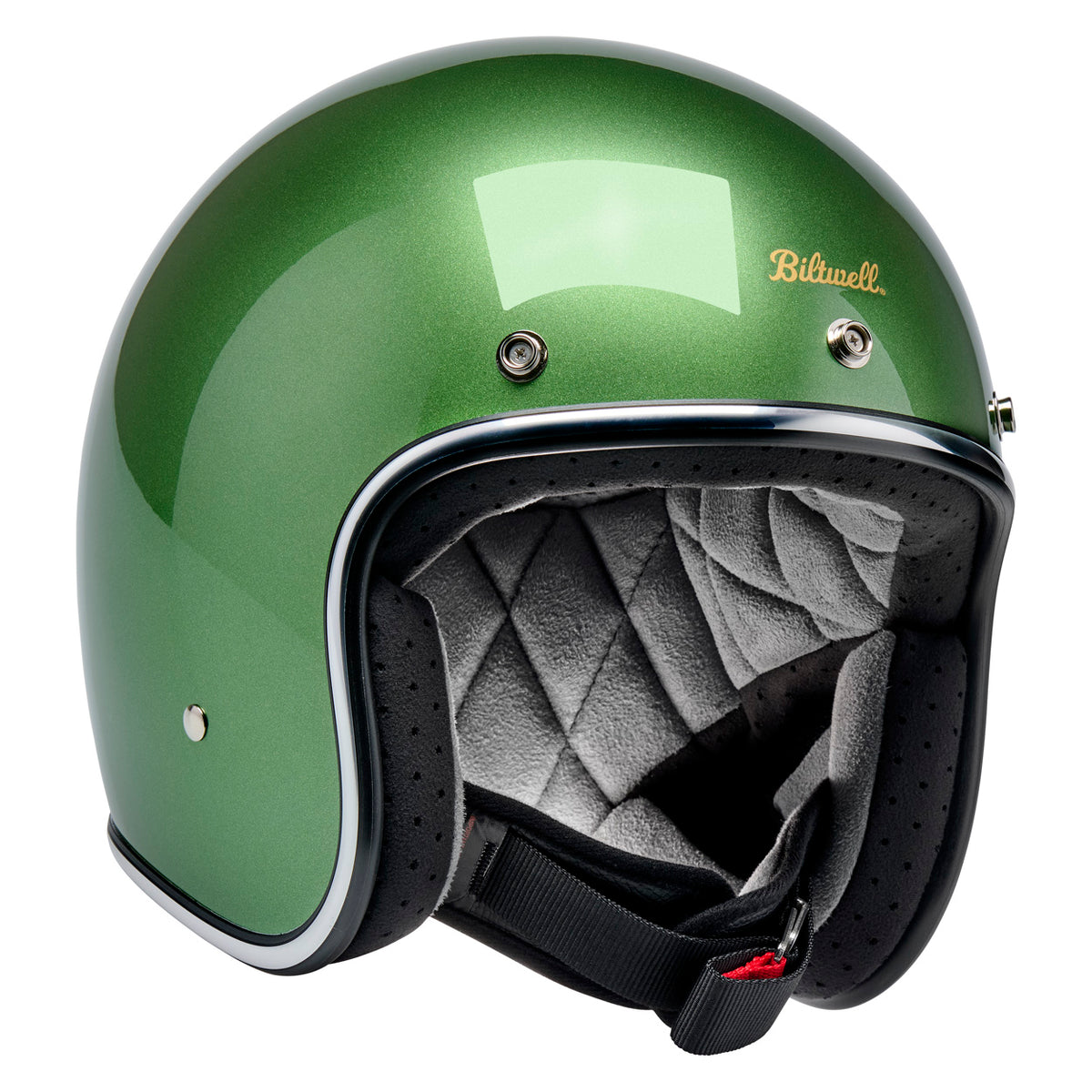 Biltwell Bonanza Metallic Irish Green Open Face Motorcycle Helmet