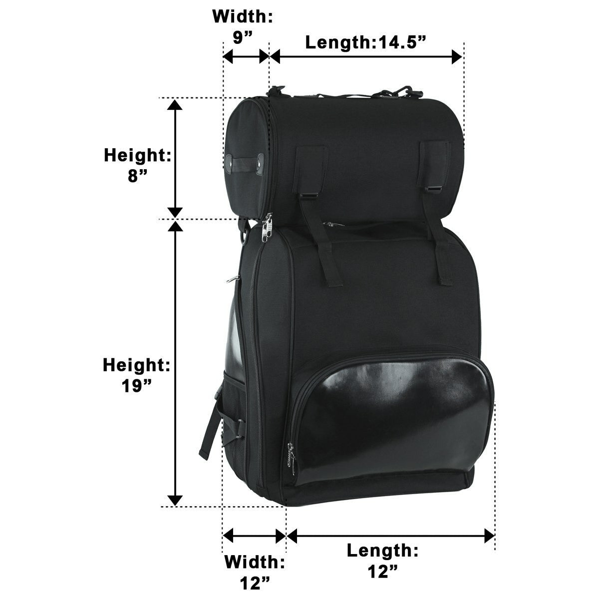 Plain VS1353 Big Heavy Duty Sissy Bar Bag-Sizing