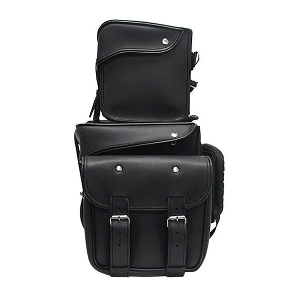 Vance SB3 Plain Black Premium Large Motorcycle Luggage Travel Touring Sissy Bar Rack Bag-Side View