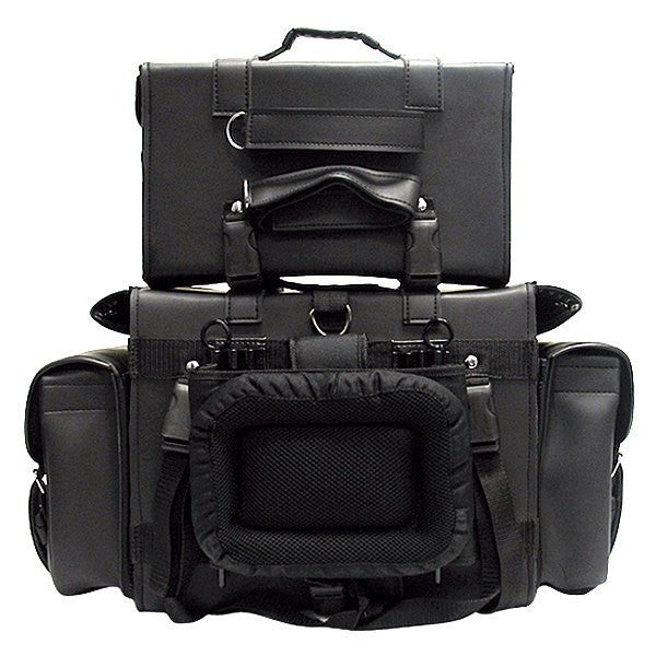 Vance SB3 Studs Black Premium Large Motorcycle Luggage Travel Touring Sissy Bar Rack Bag-Back View