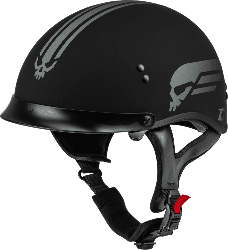 3xl half face motorcycle helmet HH-65 Retribution Helmet W/Peak Matte Black/Silver LG
