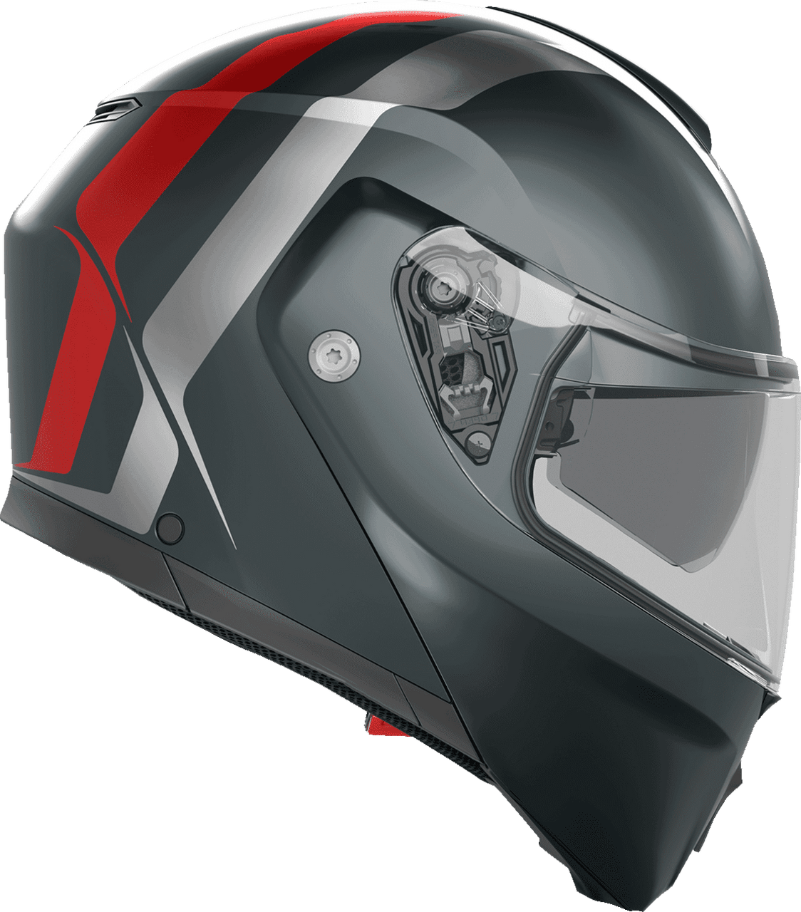 AGV-Resia-Street-Modular-Motorcycle-Helmet-Matte-Grey-Silver-Red-side-view