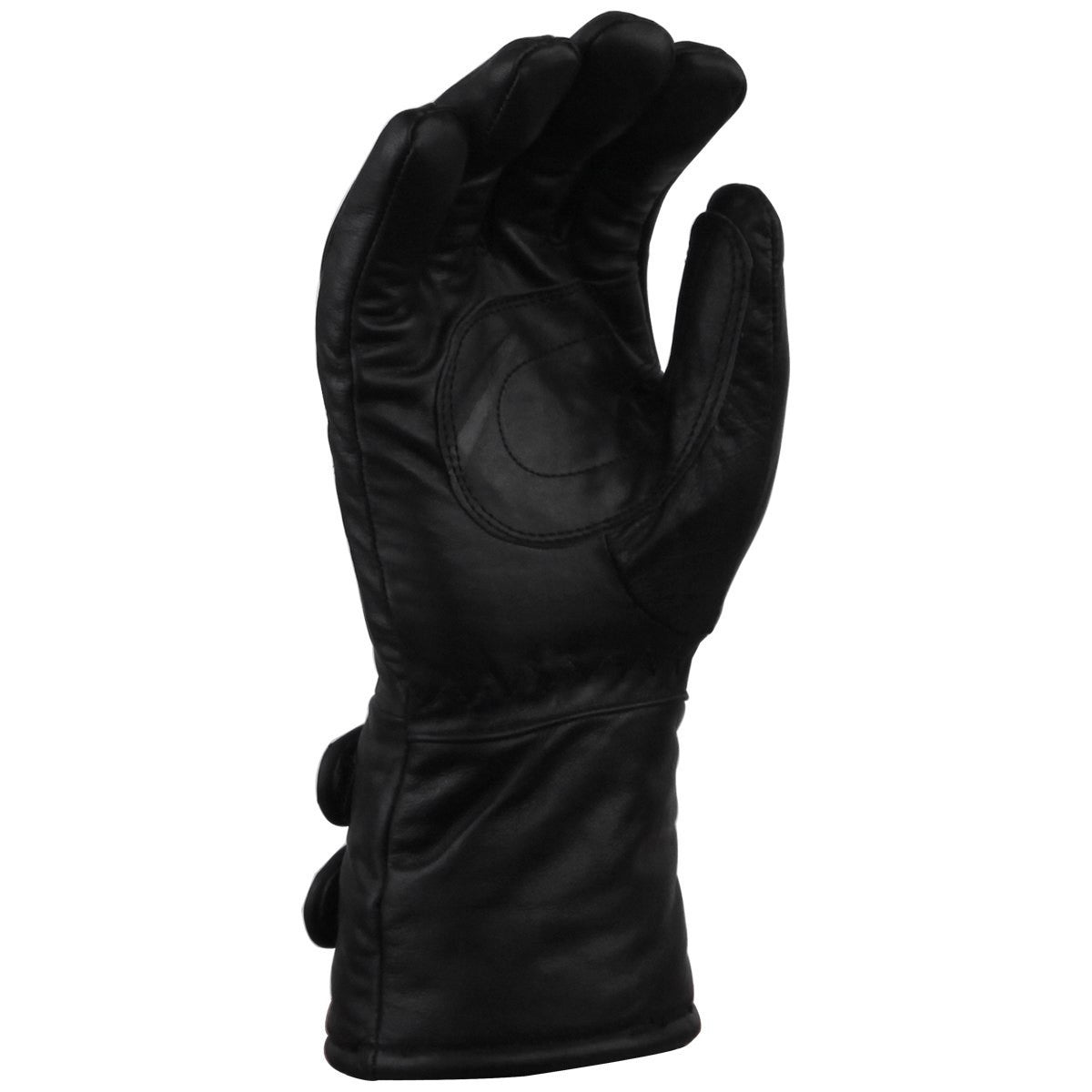 Vance GL2068 Mens Black Biker Motorcycle Double Strap Leather Gloves - Palm View