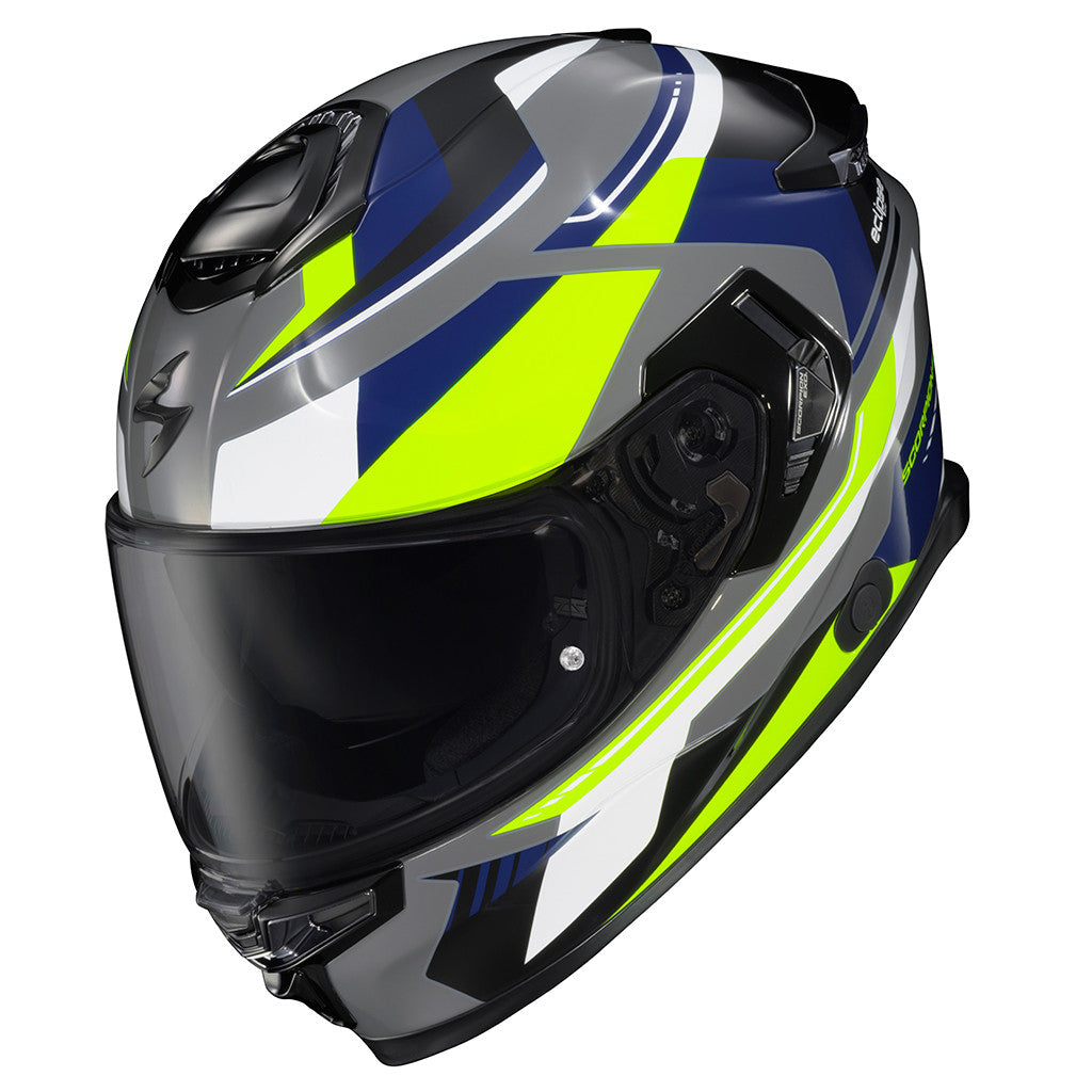 Scorpion-Exo-Apex-Eclipse-Lunar-Full-Face-Motorcycle-Helmet-grey-hiviz-front-side-with-dark-smoke-visor