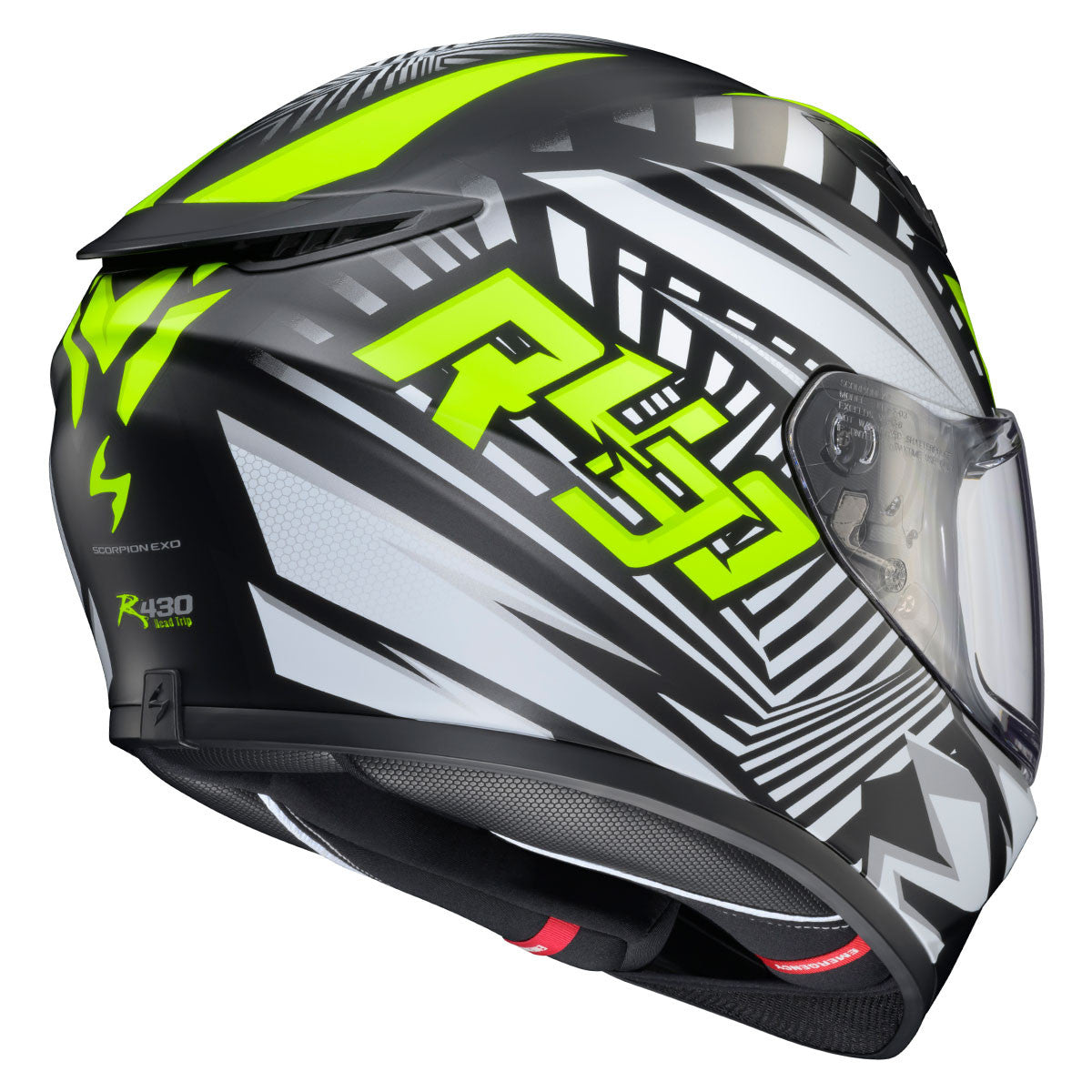 Scorpion-EXO-R430-Head-Trip-Full-Face-Motorcycle-Helmet-HiViz-Rear-Side