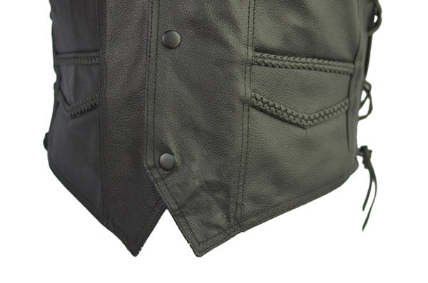 Vance Leather Premium Leather Braided Vest - braids