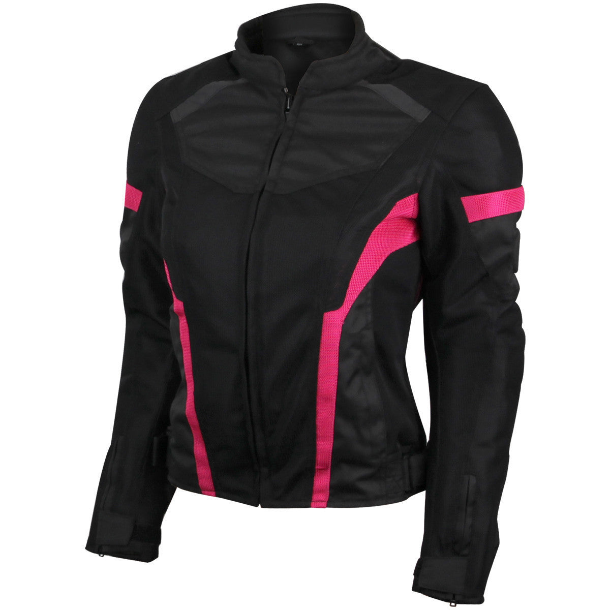 Women All Weather Black Pink Mesh Motorcycle Riding Jacket