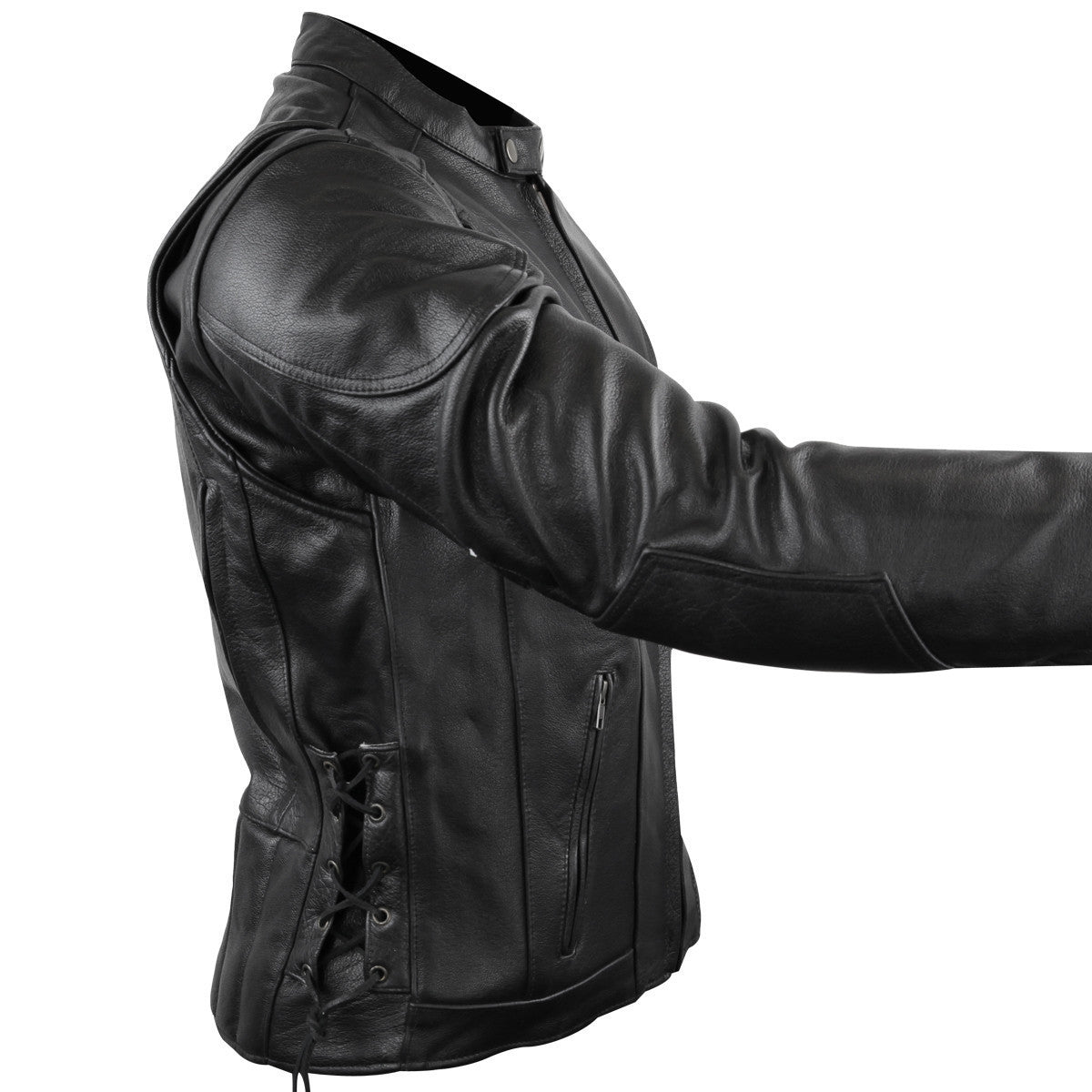 Vance VL511 Mens Black Premium Cowhide Vented Scooter Racer Motorcycle Leather Riding Jacket