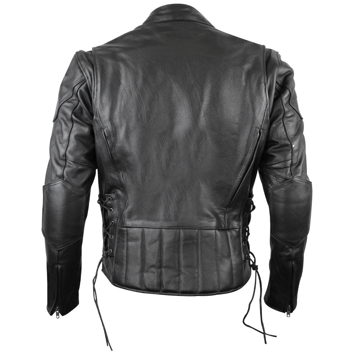 Vance VL511 Mens Black Premium Cowhide Vented Scooter Racer Motorcycle Leather Riding Jacket