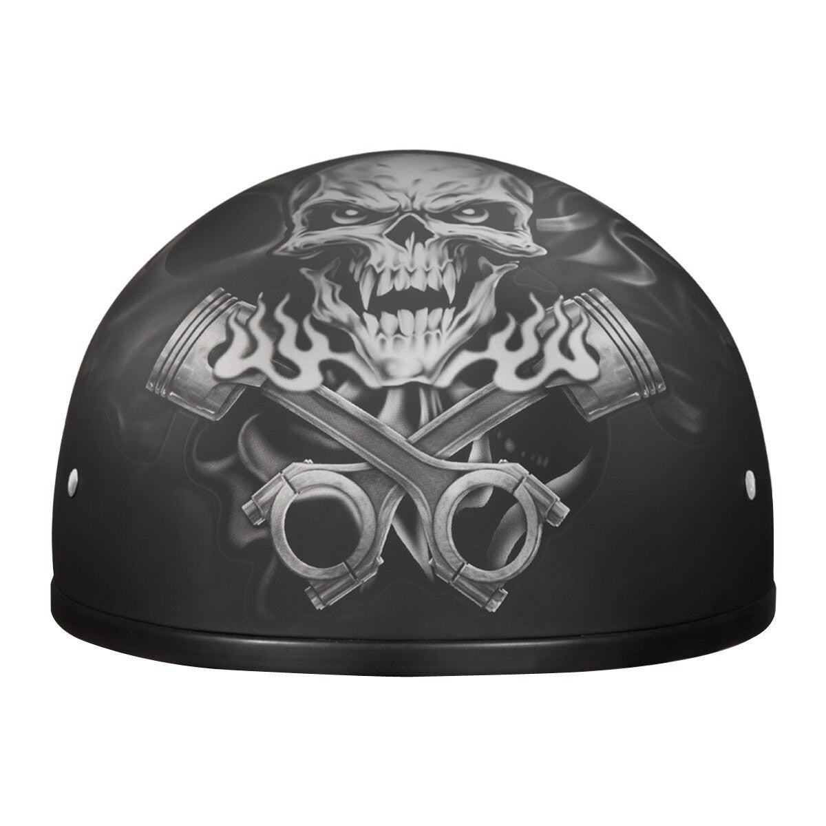 Daytona Skull Cap Pistons Skull Half Helmet - Front View
