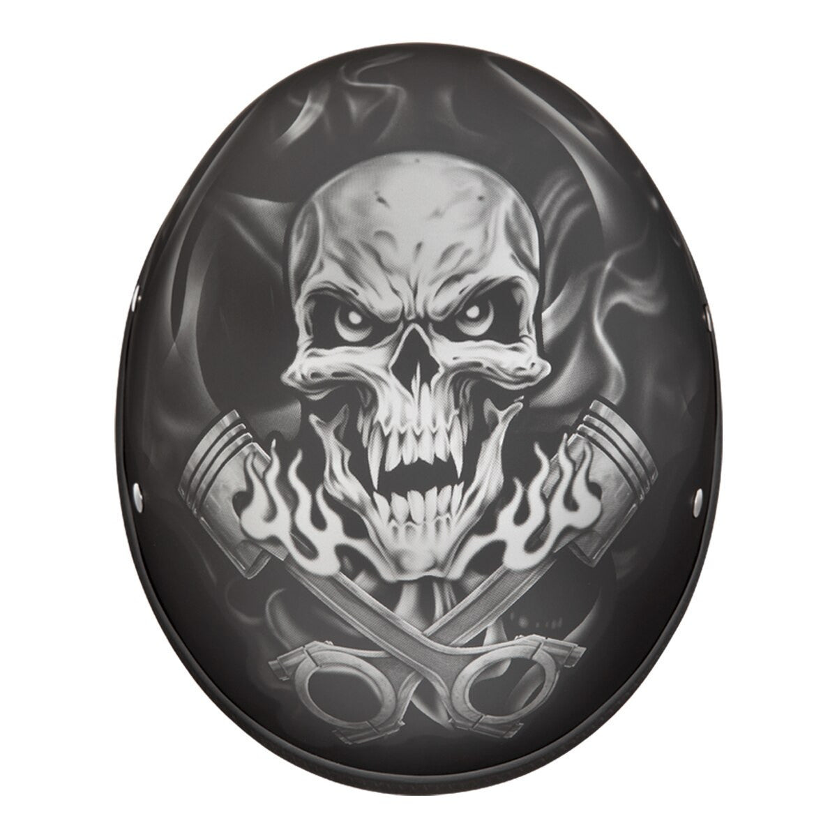 Daytona Skull Cap Pistons Skull Half Helmet - Top View