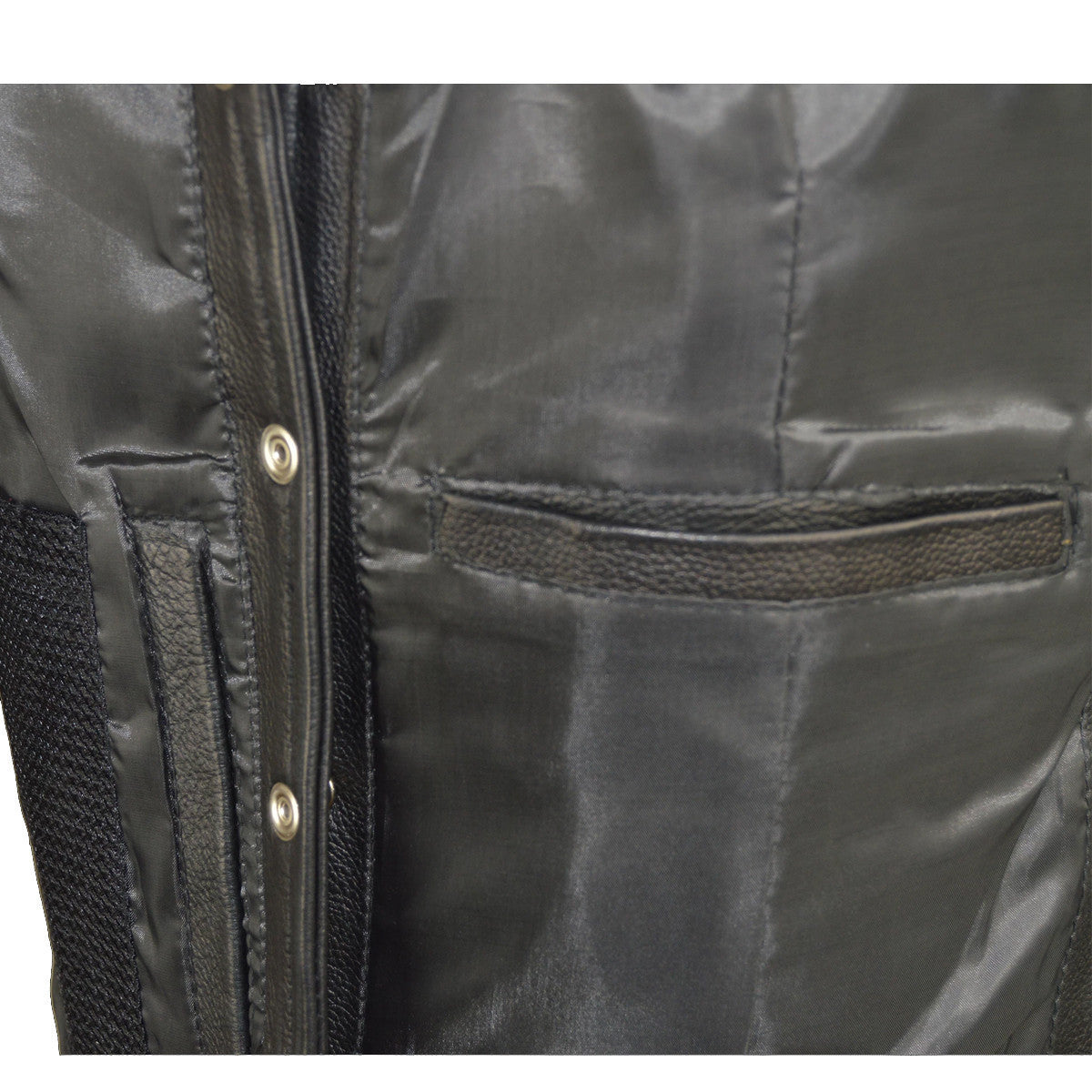 Vance VL1040 Womens Black Lady Biker Leather Motorcycle Vest - Detail View