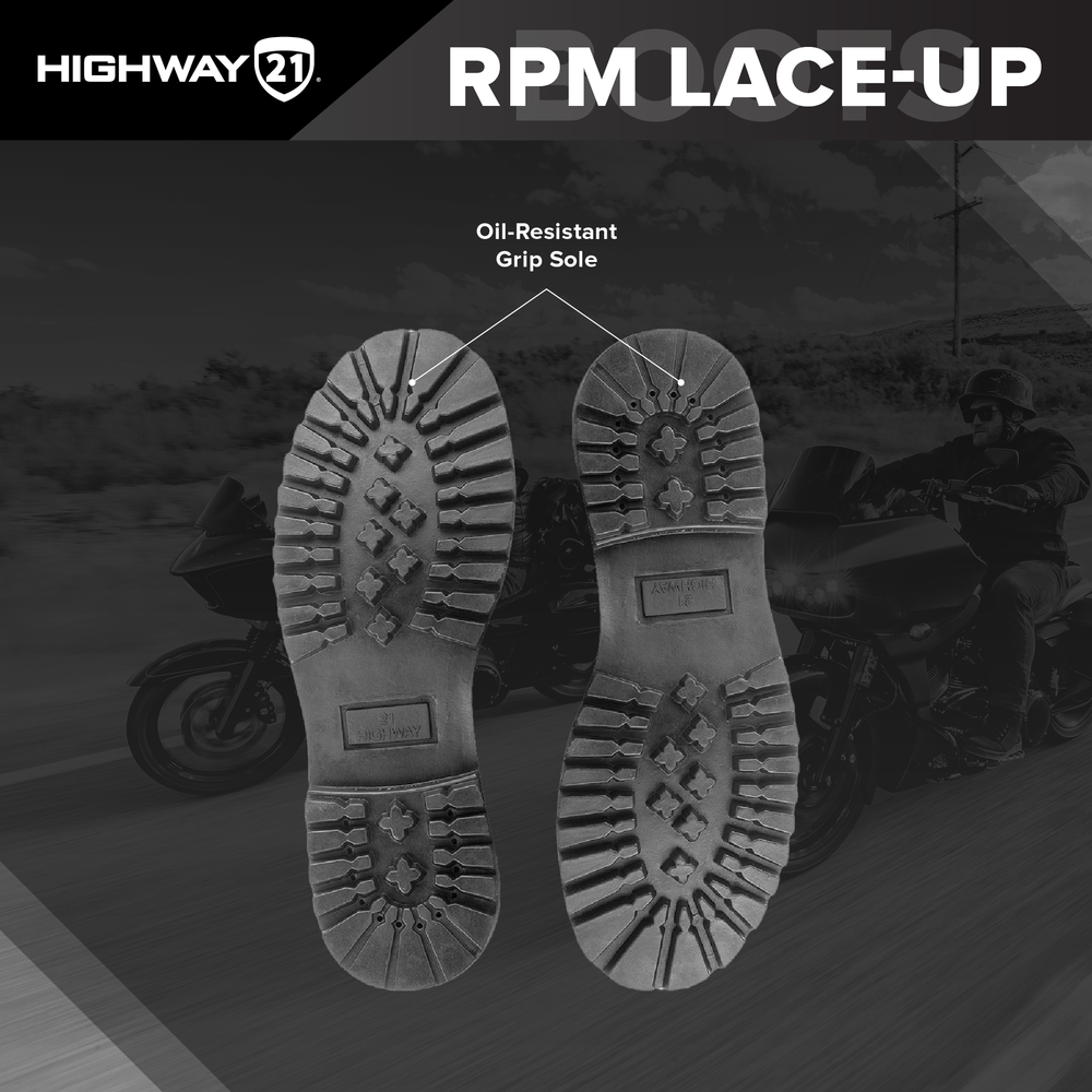 Highway 21 RPM Lace Up Motorcycle Riding Boots