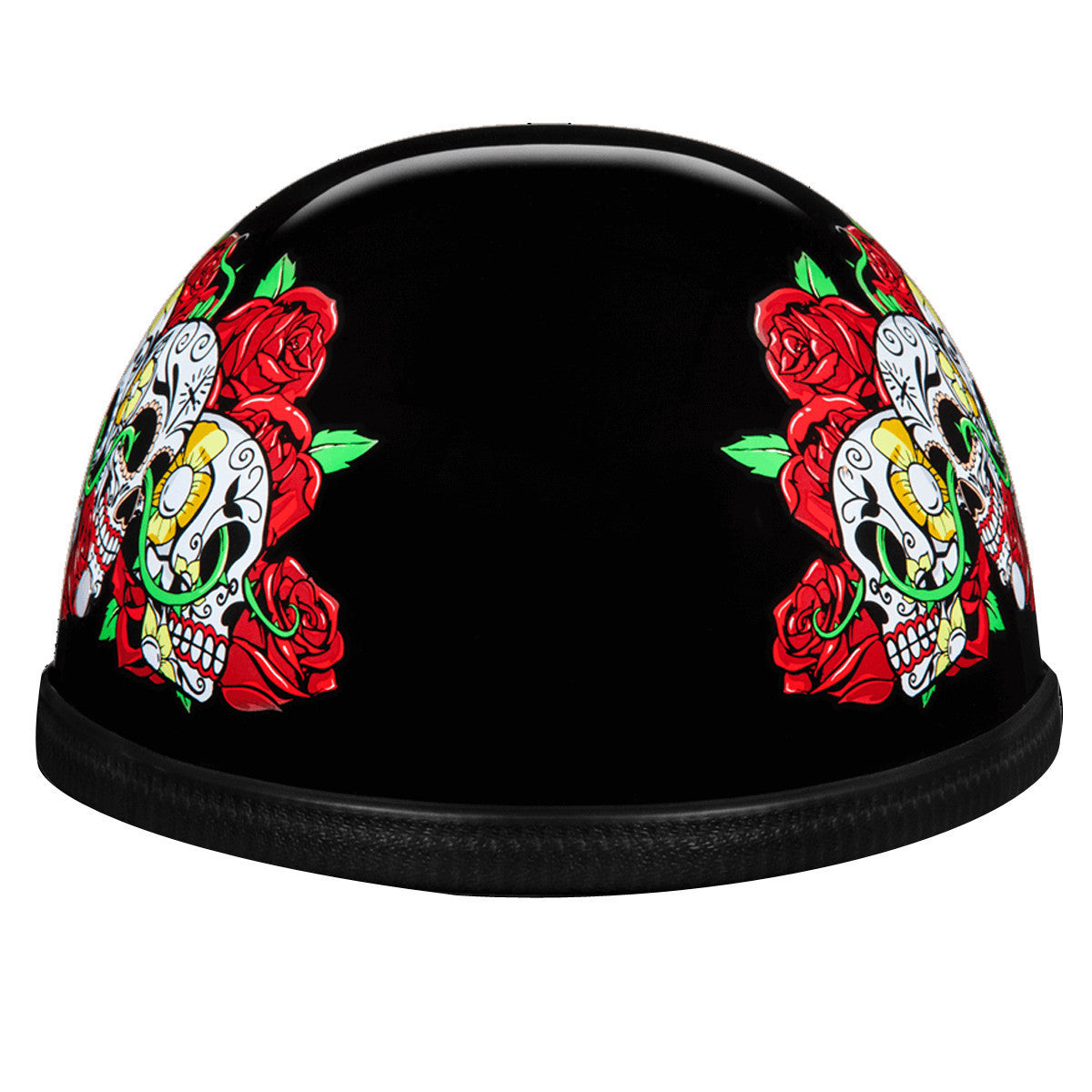 Daytona Novelty Eagle With Rose Skulls Half Helmet - Front View