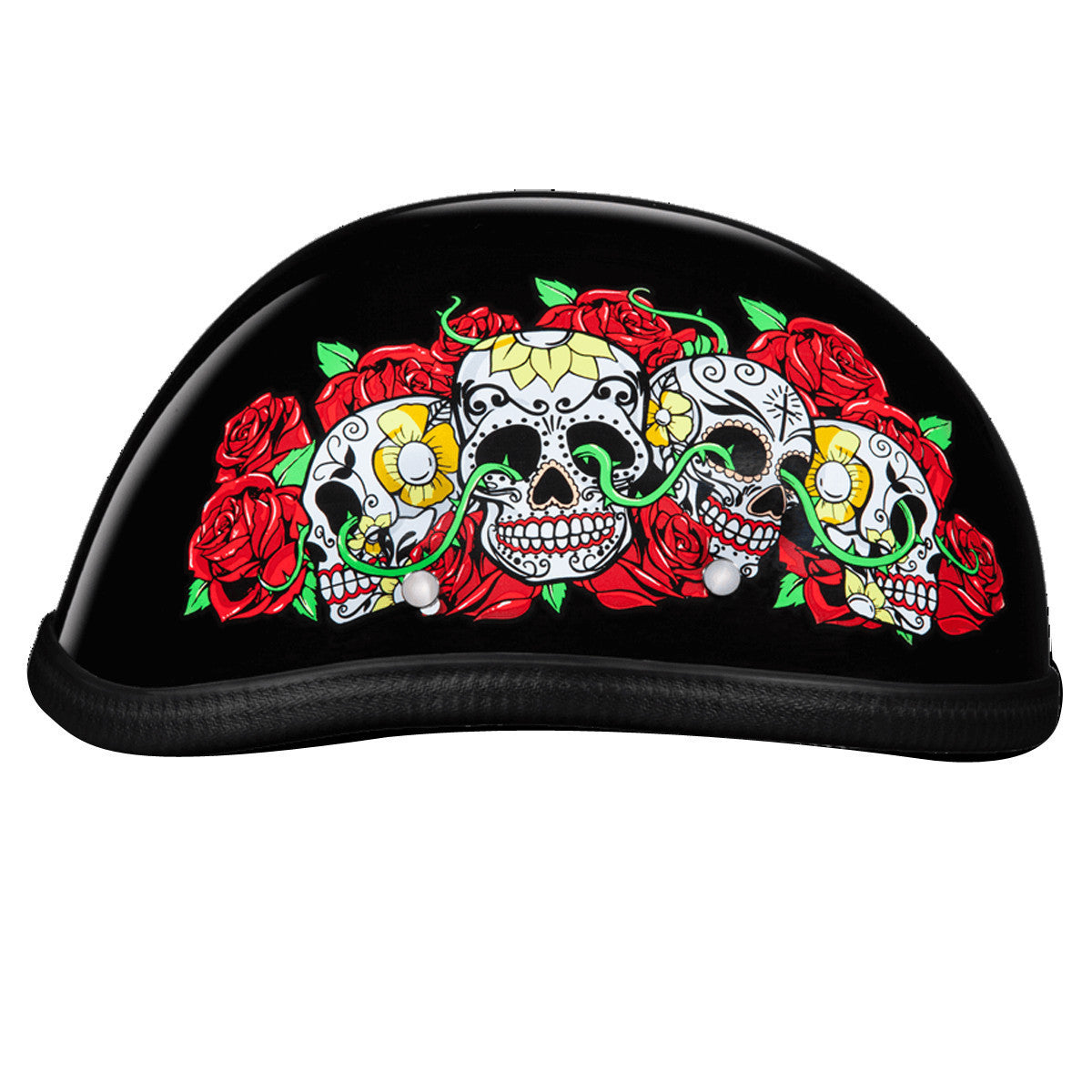 Daytona Novelty Eagle With Rose Skulls Half Helmet - Side View