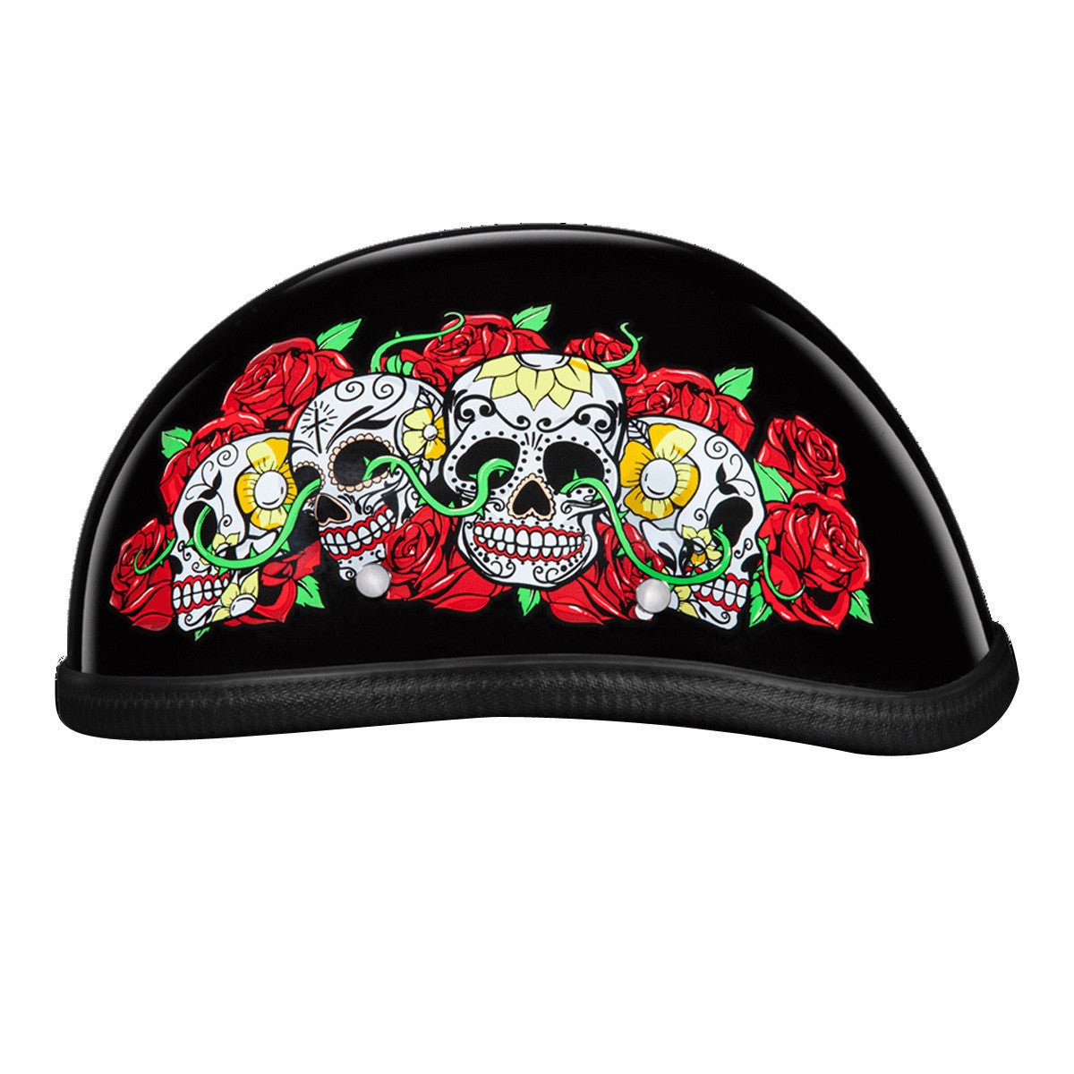 Daytona Novelty Eagle With Rose Skulls Half Helmet - Side View