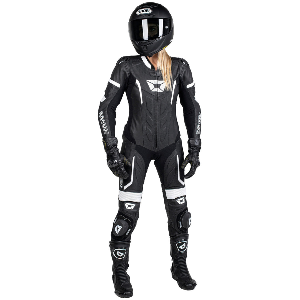 Cortech Women's Apex V1 One-Piece Motorcycle Race Suit-Black/White
