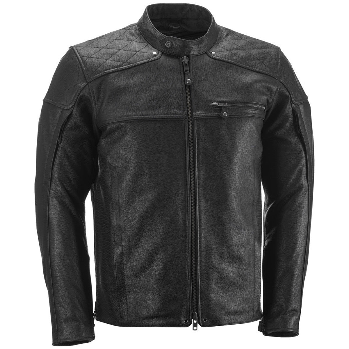 Highway 21 Gasser Leather Motorcycle Jacket - Black