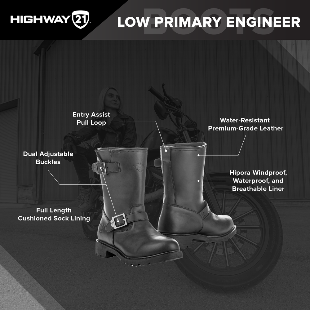 Highway 21 Primary Low Engineer Mens Motorcycle Riding Boots