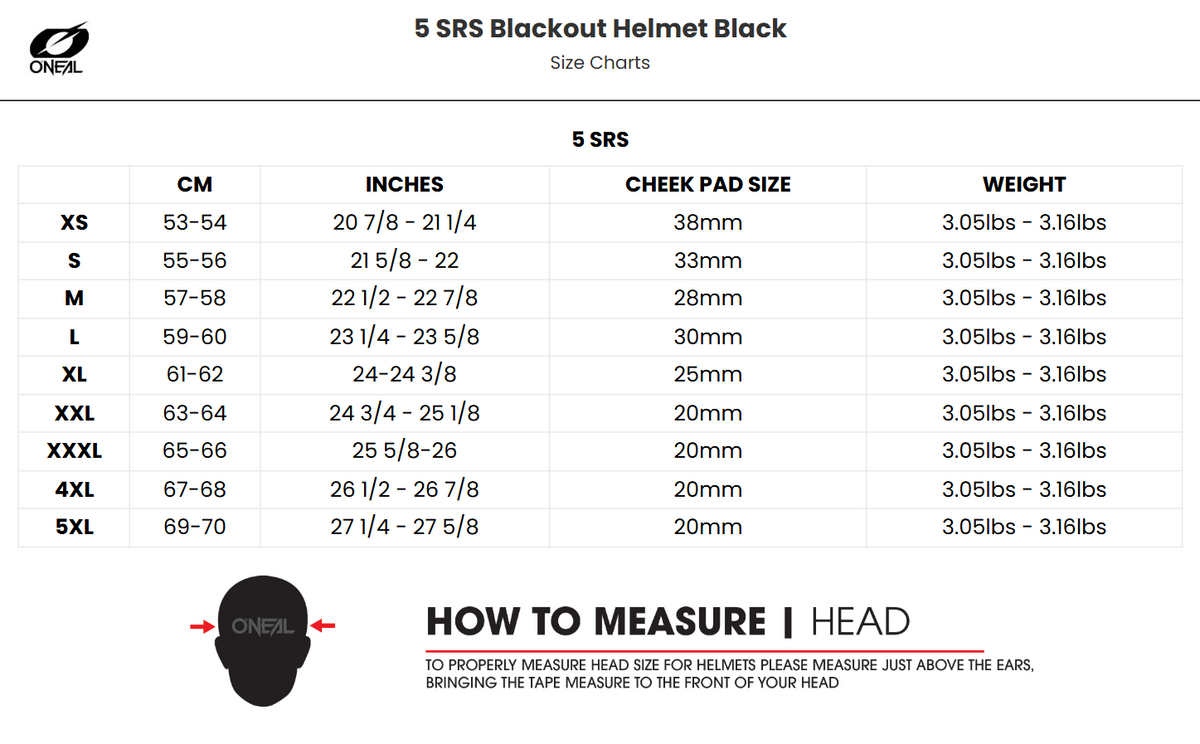 O'Neal 5 SRS Blackout MX Motorcycle Helmet