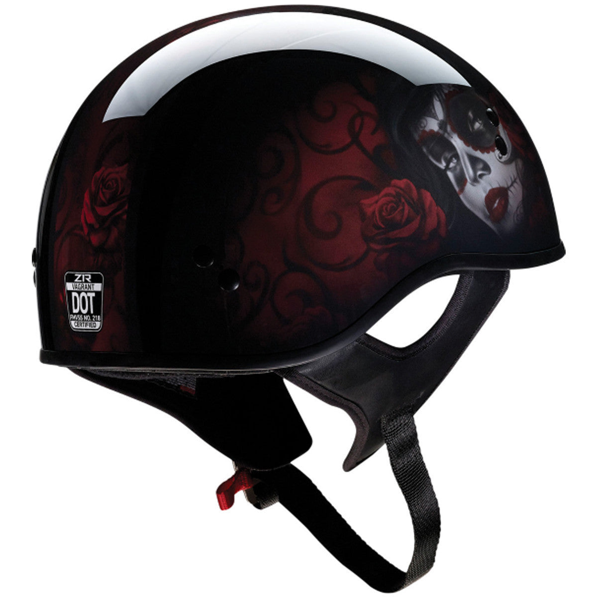 Z1R Vagrant Red Catrina Helmet - Rear View