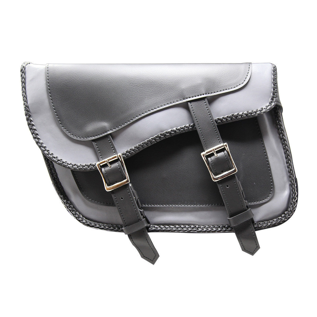 Vance VS205GB Slanted Black and Grey Concealed Carry Braided Motorcycle Saddlebags