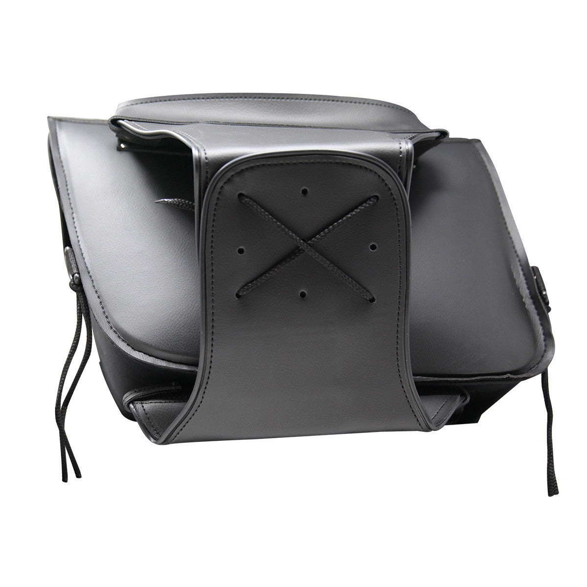 Vance VS205GB Slanted Black and Grey Concealed Carry Braided Motorcycle Saddlebags-Detail-View-1