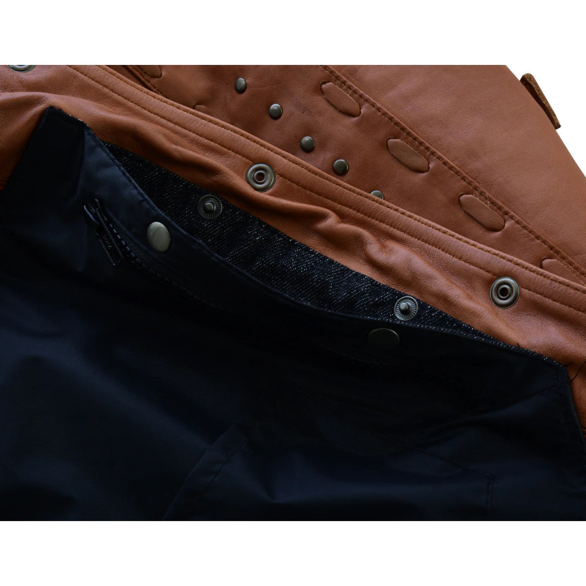 High Mileage HML1103T Ladies Premium Brown Vest with Fringes and Rivets - Life Image