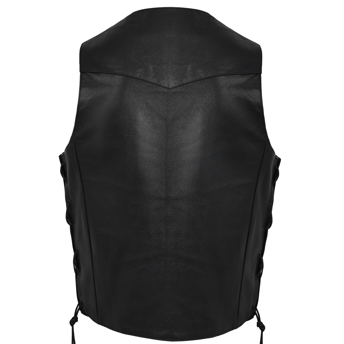 Vance VL915 Men's Black Premium Cowhide Ten Pocket Leather Vest - back View
