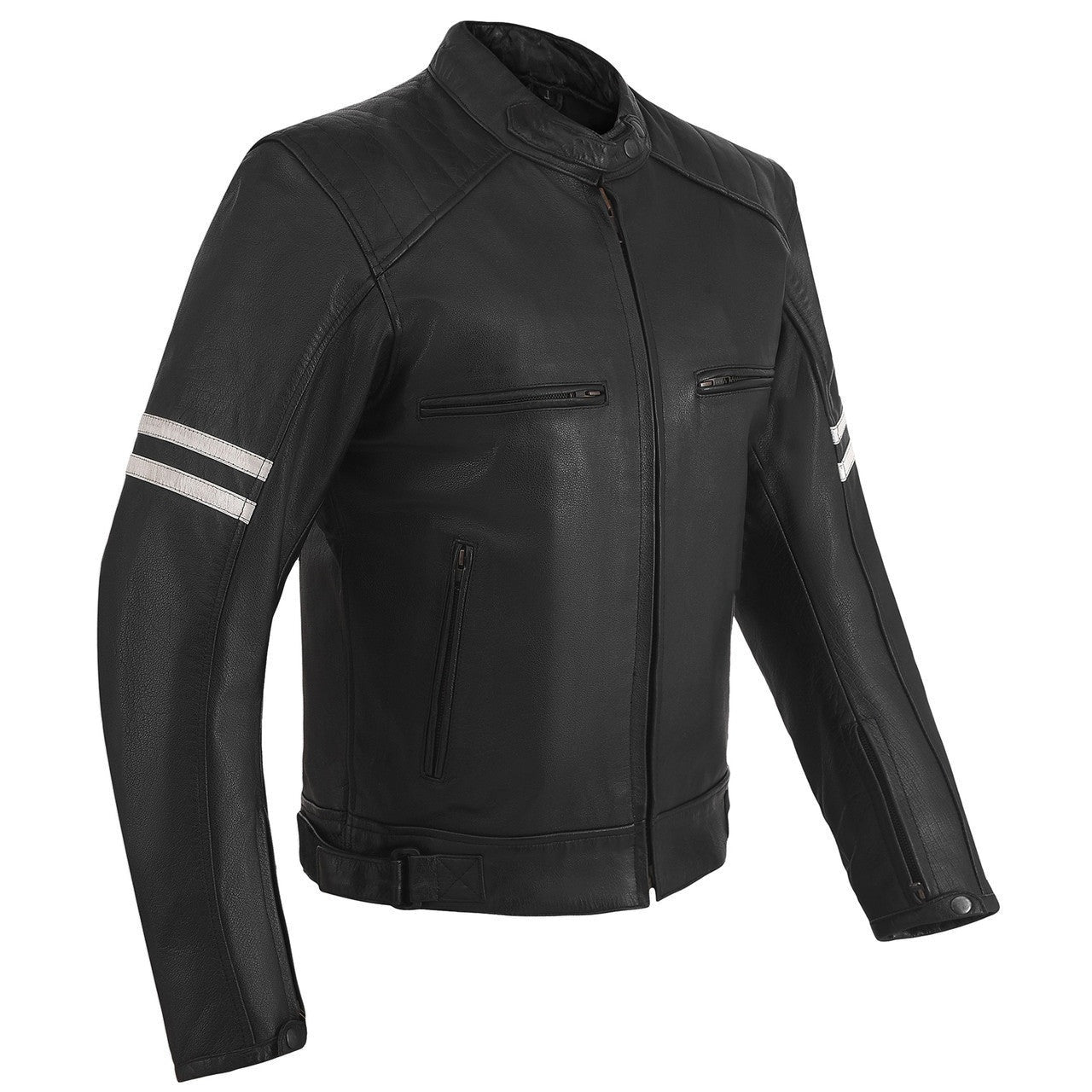 High Mileage Mens Premium Cowhide Leather 'Street' Cruiser Motorcycle Riding Jacket