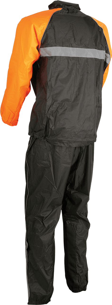 Z1R-Mens-2-Piece-Rainsuit-Motorcycle-Rain-Gear-Black-Orange-back-view
