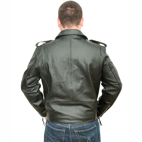 Jafrum Black Classic Motorcycle Leather Biker Jacket