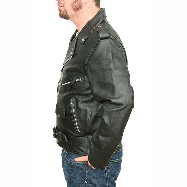 Jafrum Black Classic Motorcycle Leather Biker Jacket