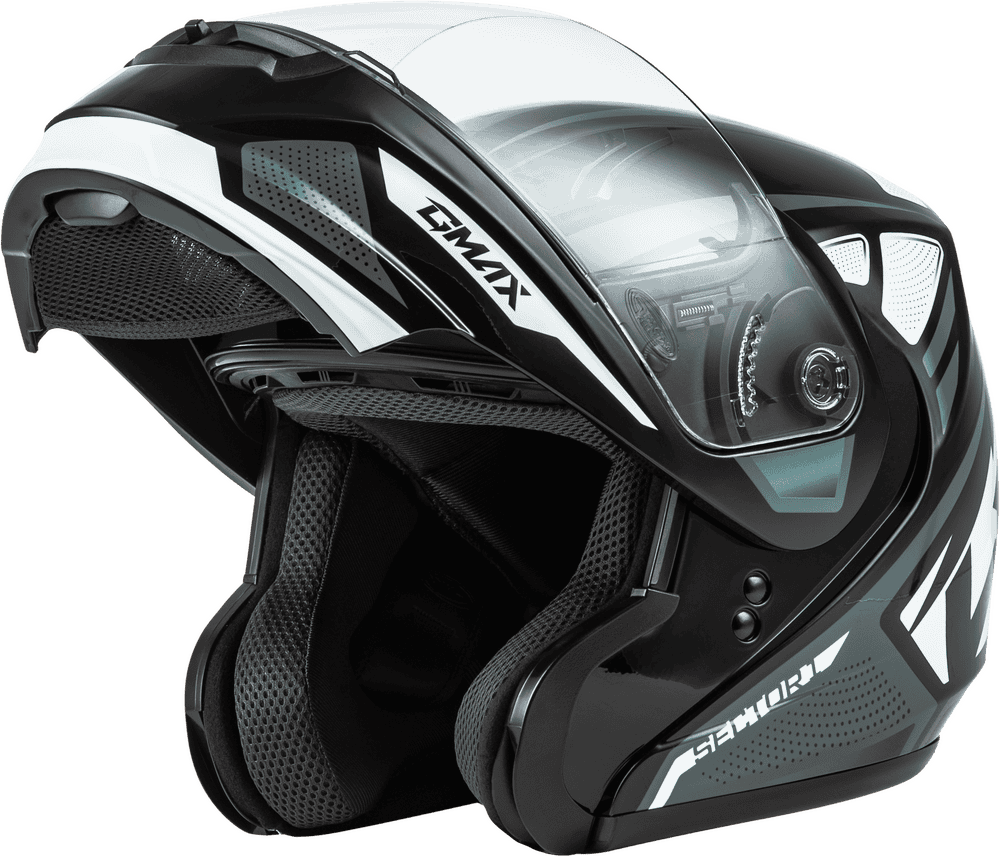 gmax-md-04-sector-modular-motorcycle-helmet-black-silver-front-open
