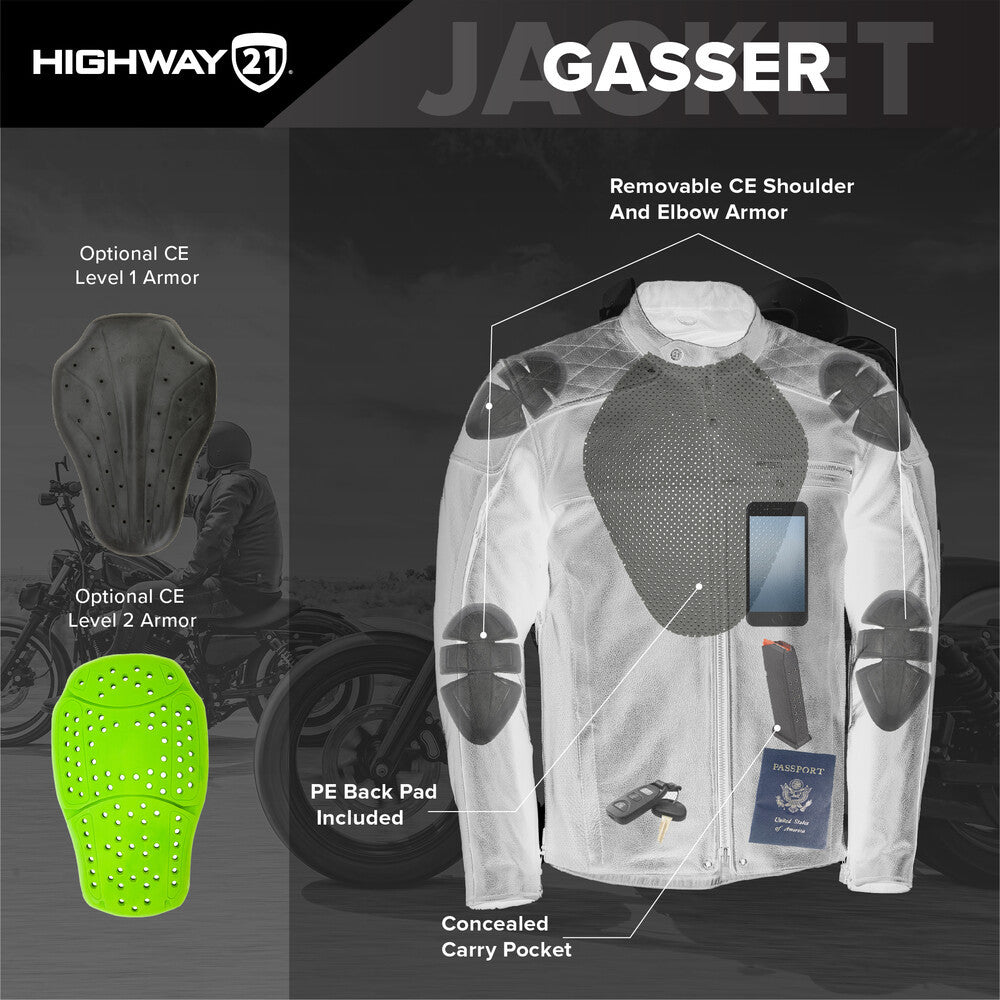 Highway 21 Gasser Leather Motorcycle Jacket - Infographics