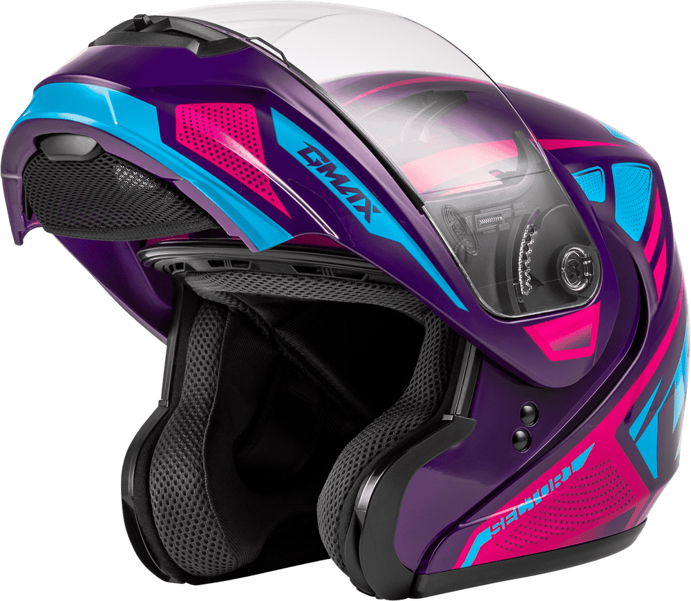 gmax-md-04-sector-modular-motorcycle-helmet-violet-pink-front-open