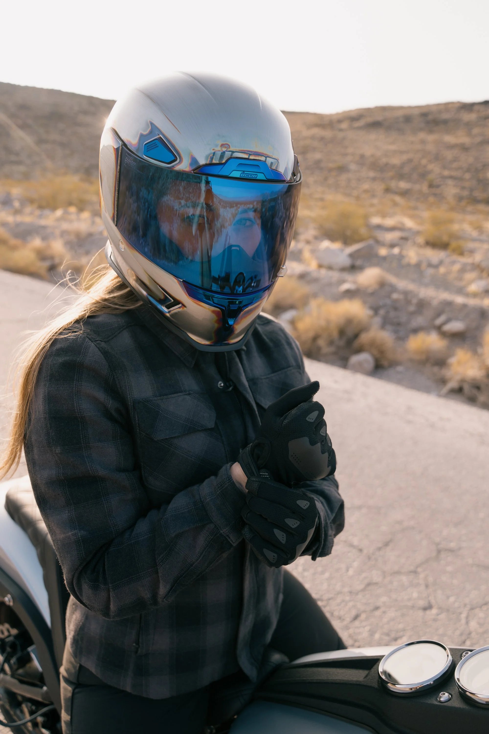 Icon Women's Fallblock Armored Motorcycle Flannel Shirt