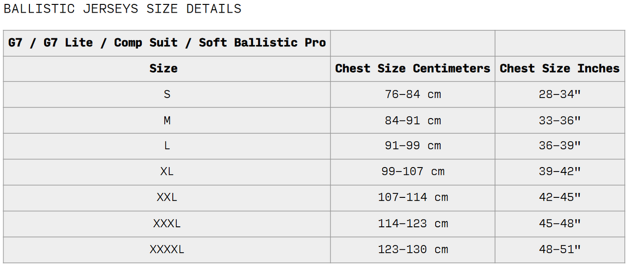 evs-g7-lite-ballistic-jersey-size-chart