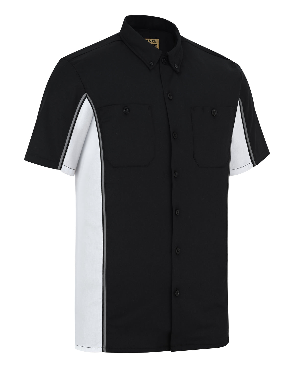 Vance Men's Heavy-Duty Button up Mechanic Work Shirt w Reflective Strip White Sides - side