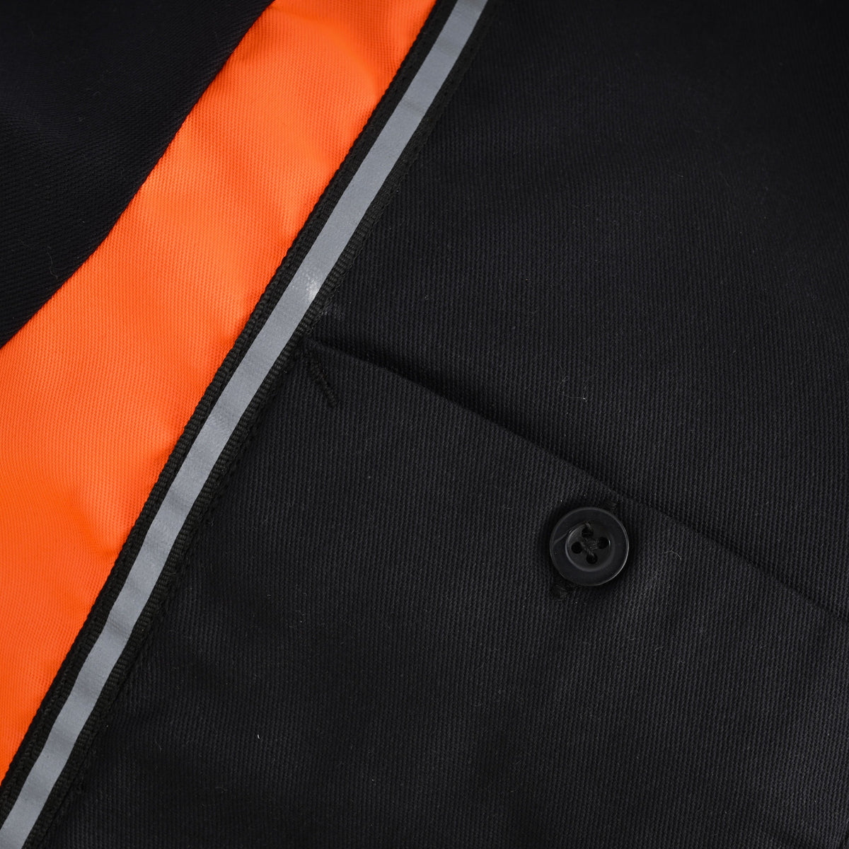Vance Men's Heavy-Duty Button up Mechanic Work Shirt w Reflective Strip Orange Sides - detail pic 6