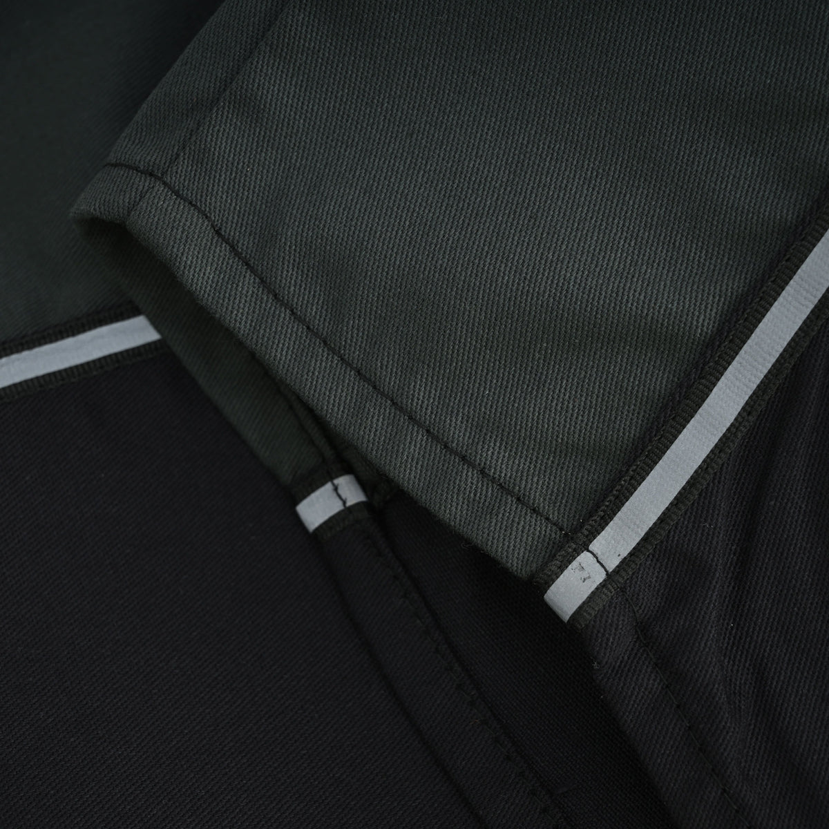 Vance Men's Black Button Up Mechanic Work Shirt w/ Grey Sides & Reflective Strip - detail pic 2