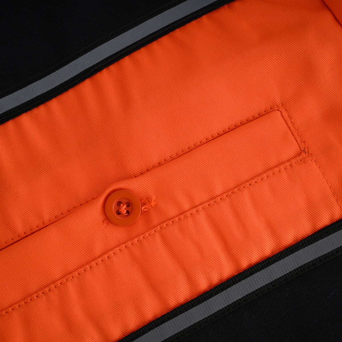 Vance Men's Black Orange Heavy-Duty Button up Mechanic Work Shirt w/ Reflective Strip - detail pic 2