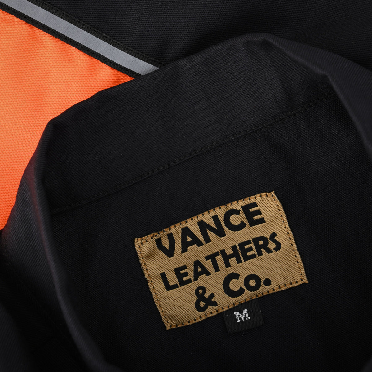 Vance Men's Black Orange Heavy-Duty Button up Mechanic Work Shirt w/ Reflective Strip - detail pic 1