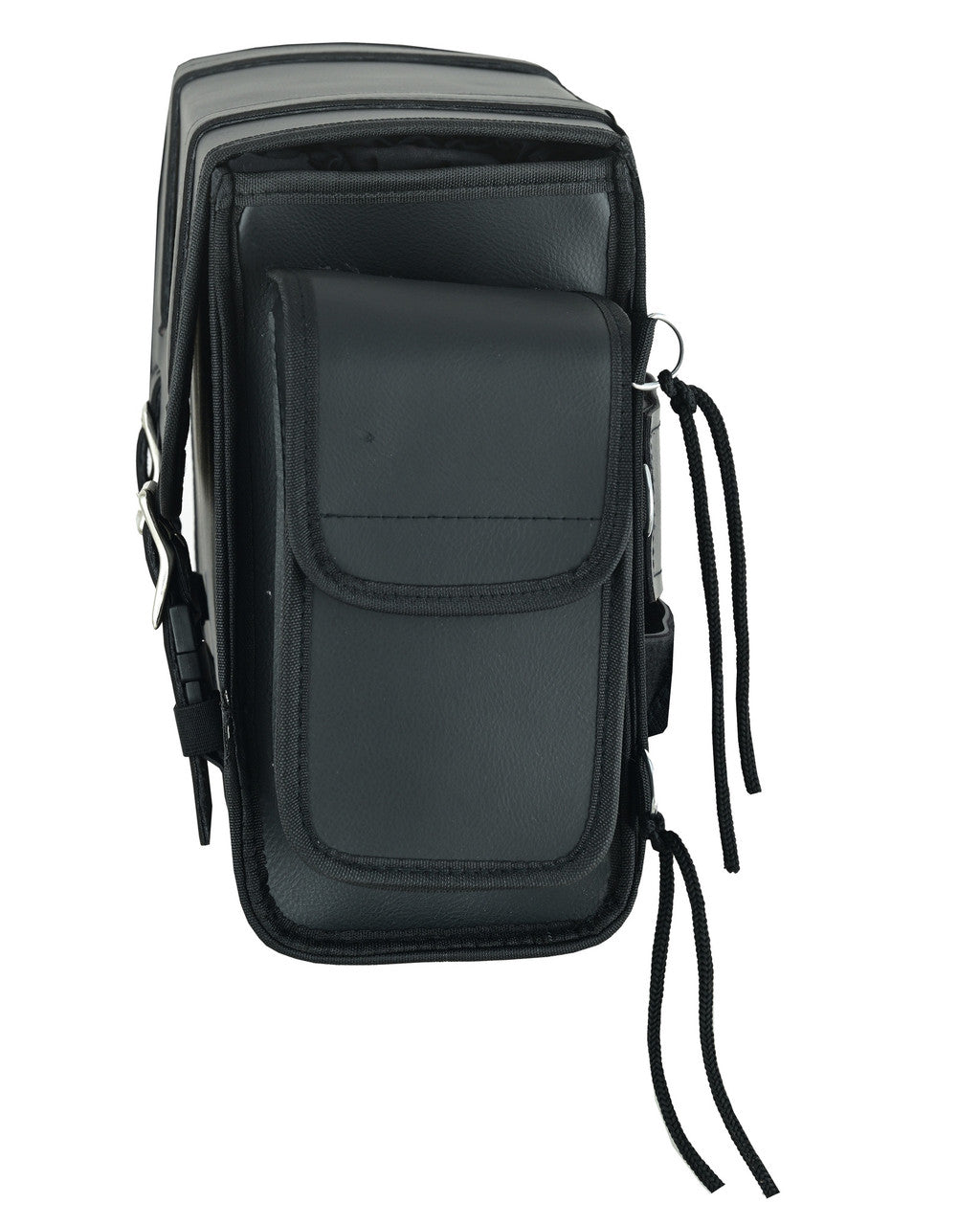 Vance VS318 Medium Black Plain Motorcycle Sissy Bar Bag for Harley Davidson Motorcycles-Side View