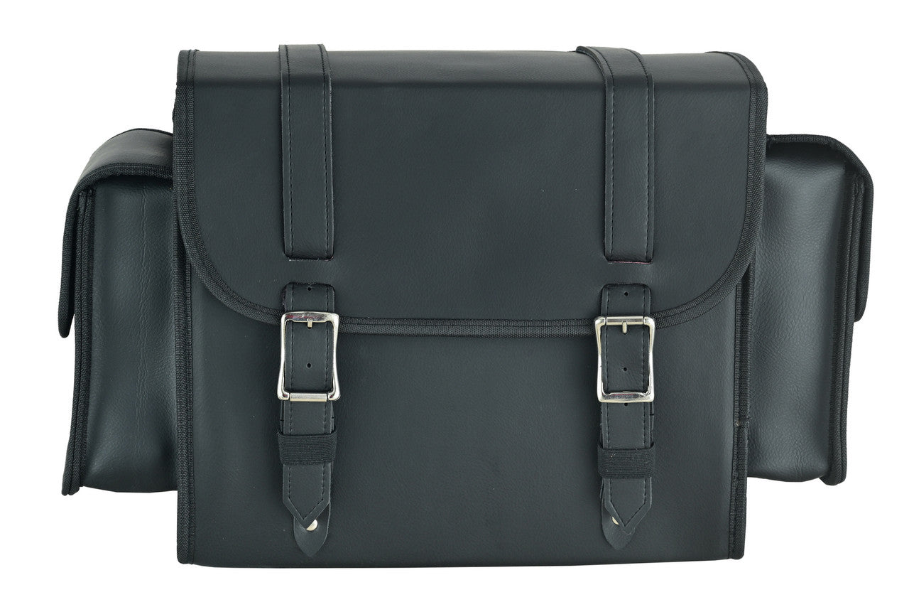 Vance VS318 Medium Black Plain Motorcycle Sissy Bar Bag for Harley Davidson Motorcycles