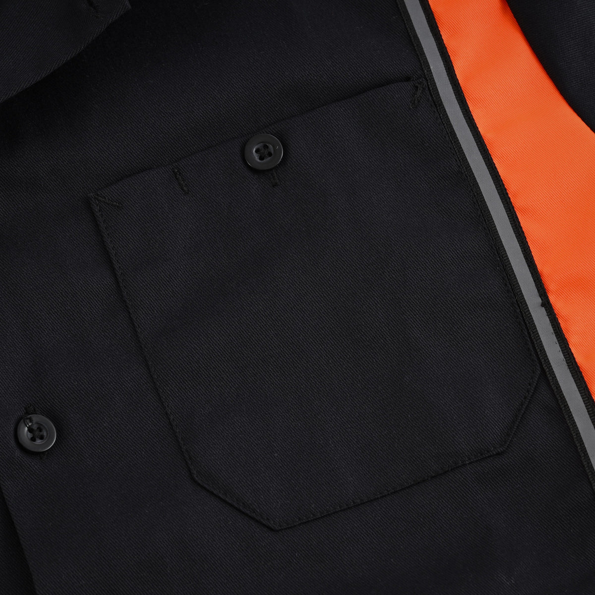 Vance Men's Heavy-Duty Button up Mechanic Work Shirt w Reflective Strip Orange Sides - detail pic 2