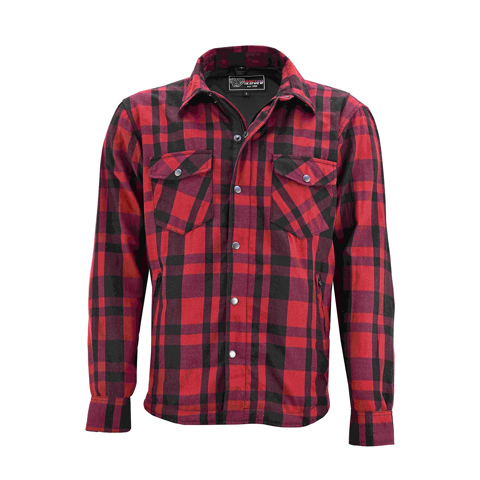 mens-armored-motorcycle-flannel-shirt-multiple-pockets-ce-level-2-armor-reinforced-by-kevlar-by-dupont-water-resistant-red-front