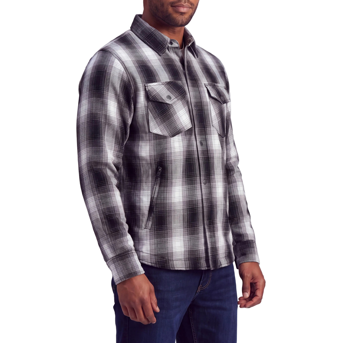 Men’s Timberwolf Armored Flannel Motorcycle Shirt w/Underarm Ventilation & CE Approved Armor Reinforced w/Aramid Fiber - side pose