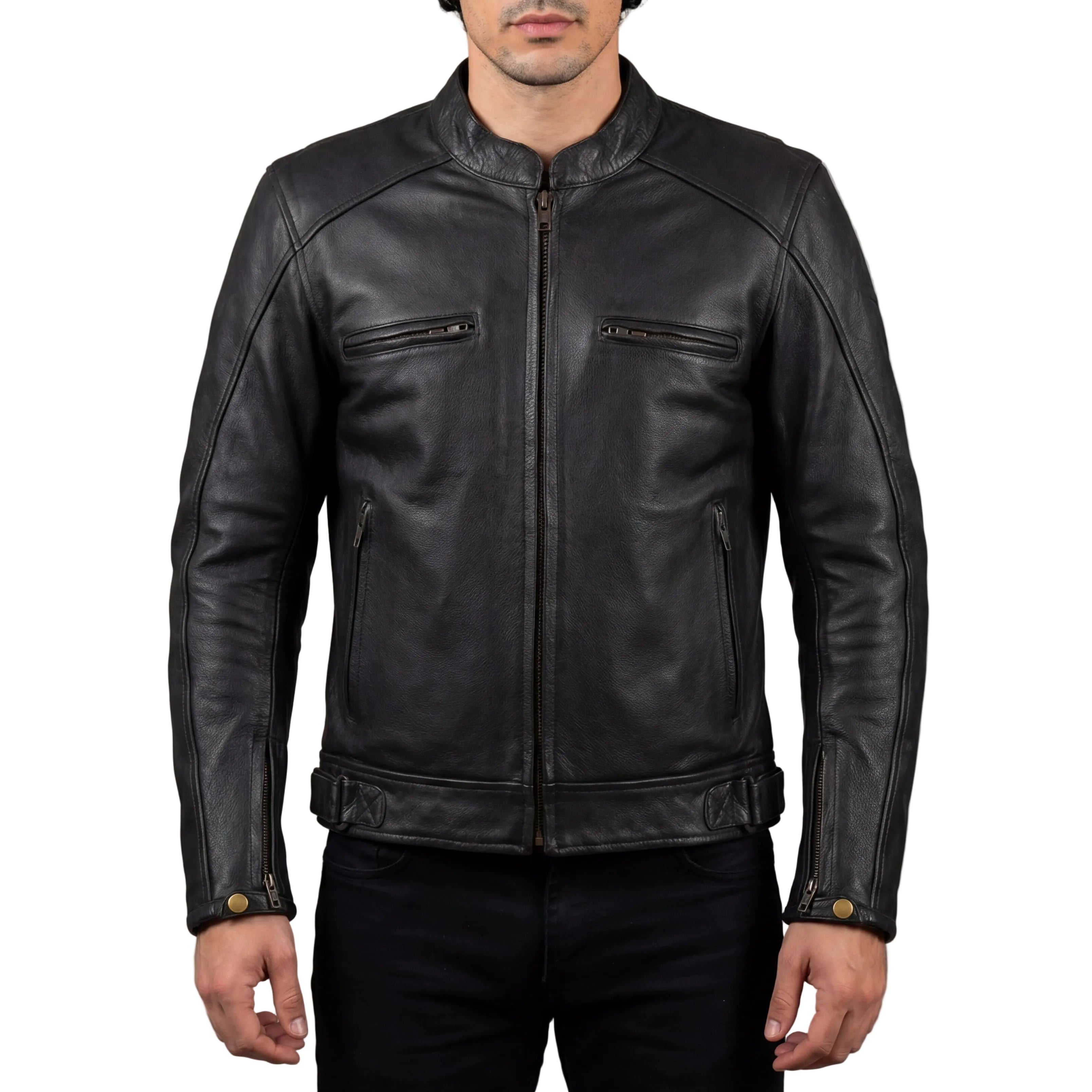High Mileage Vented Sport Style Leather Motorcycle Jacket | Team