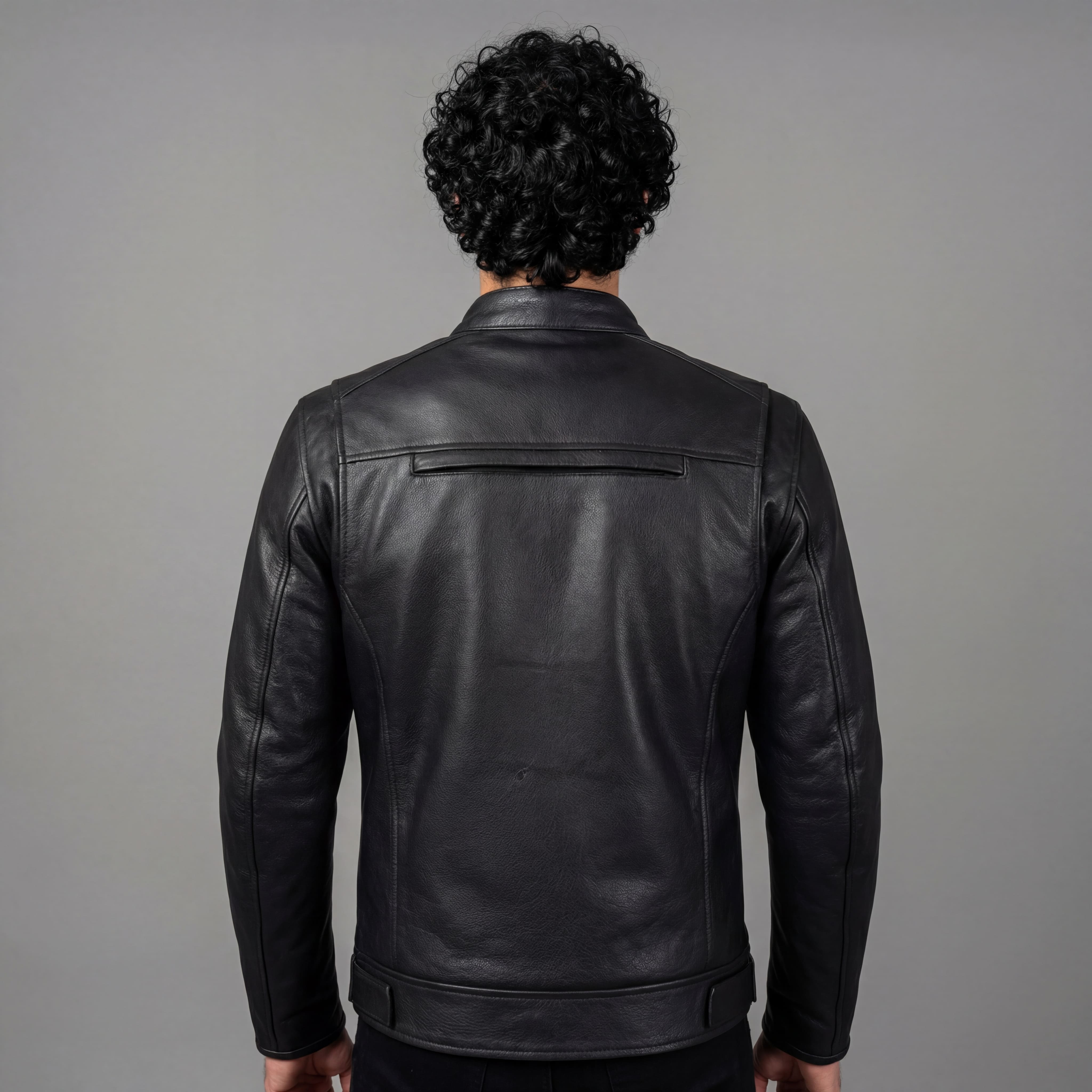 High Mileage Mens Dual Conceal Carry Vented Sport Style Cowhide Leather Biker Motorcycle Riding Jacket - Back Pose